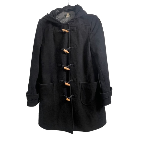 J.Crew wool blend coat women’s black with wood buttons‎ Size Medium - Picture 1 of 12